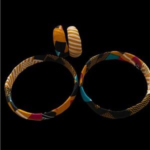 African Ankara fabric bangles and earring set